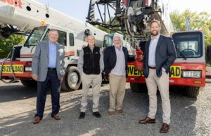 Leadership at Conway’s Nabholz Construction Corp. From left, Bill Hannah, CEO 2002-13; Charles Nabholz, chairman emeritus; Greg Williams, chairman and past CEO 2014-21; and Jake Nabholz, CEO since 2022.