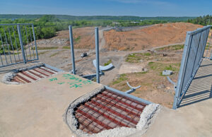 Southern vista of the extensive dirt work for a nearly 69-acre mixed-use development in North Little Rock from atop the Wild River Country water slide tower.