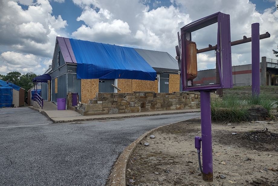 The Purple Cow in Little Rock, which was heavily damaged by a tornado on March 31, 2023