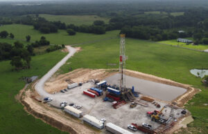 An aerial view of a Standard Lithium's test well in the Smackover geological formation in Arkansas