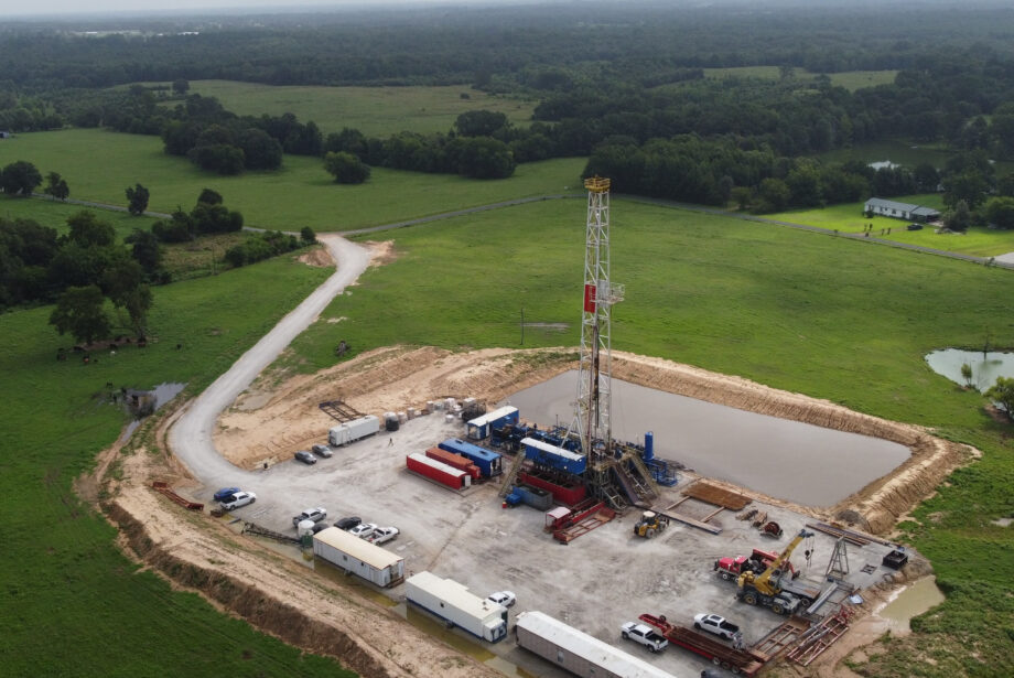 An aerial view of a Standard Lithium's test well in the Smackover geological formation in Arkansas