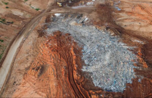 An aerial view of part of the Eco-Vista Landfill in Tontitown. It stands accused of polluting air and water, and is filling up rapidly. [PHOTO provided]