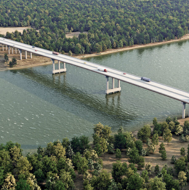 A rendering of the planned bridge over the Arkansas River that will be built as part of the I-49 expansion project. (Image provided by ARDOT)