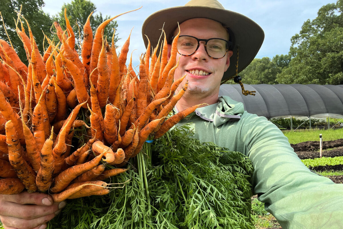 Cory Babb, co-owner of Firelight Farm in Searcy, uses Cureate Connect’s online platform to sell his farm’s products. [PHOTO provided]