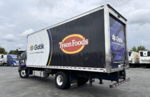 Gatik’s autonomous trucks have been making deliveries for Tyson Foods of Springdale since the two companies struck a deal in September 2023. Tyson now has four trucks in the program operating six days a week. [photo provided]