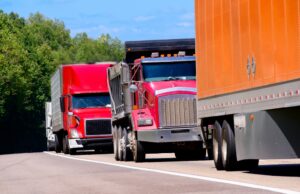 18-wheelersand and big trucks traveling on an interstate highway